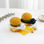 Crochet Burger Cat Keychain – Handmade Cute Kitty Amigurumi Charm