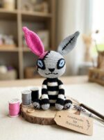 Handmade Crochet Bunny Plush Striped Amigurumi Doll
