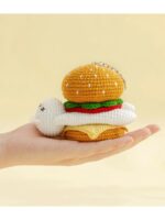 Crochet Burger Cat Keychain – Handmade Cute Kitty Amigurumi Charm - Image 2