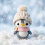 Handmade Crochet Penguin Plush – Cute Amigurumi Winter Penguin with Hat & Scarf – Small Cozy Gift - Image 2