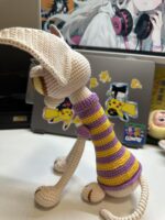 Crochet Sphynx Cat Plush – Handmade Striped Amigurumi Doll - Image 7