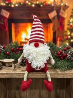 Handmade Christmas Gnome Plush – Striped Santa Amigurumi - Image 3