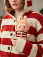 Matching Knit Hoodie for Adult and Doll, Red Stripe Set - Image 2