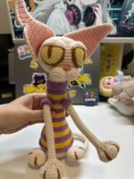 Crochet Sphynx Cat Plush – Handmade Striped Amigurumi Doll - Image 5