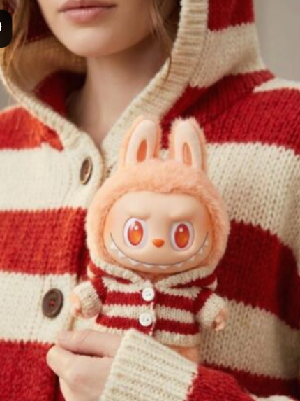 Matching Knit Hoodie for Adult and Doll, Red Stripe Set