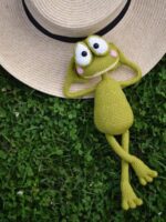 Handmade Crochet Beach Frog Doll with Duck Float and Drink - Image 3
