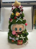 Handmade Crochet Labubu Christmas Tree Outfit with Star and Ornaments - Image 3
