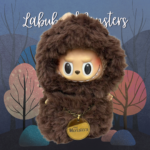 Handmade Fuzzy Brown Monster Outfit for Labubu with Gold Medallion