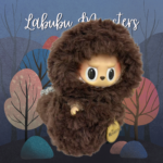 Handmade Fuzzy Brown Monster Outfit for Labubu with Gold Medallion - Image 2