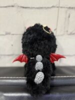 Handmade Fuzzy Black Devil Outfit for Labubu with Red Horns and Wings - Image 4
