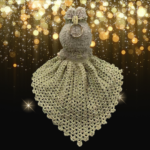 Handmade Labubu Gold Formal Gown with Pearl Crown - Image 4