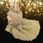 Handmade Labubu Gold Formal Gown with Pearl Crown - Image 5