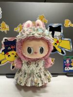 Handmade Labubu Floral Dress Outfit with Lace Headband - Image 4