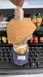 Handmade Crochet Labubu Striped Sweater Outfit with Fuzzy Hood - Image 3