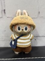 Handmade Crochet Labubu Striped Sweater Outfit with Fuzzy Hood - Image 4