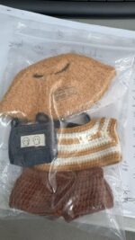 Handmade Crochet Labubu Striped Sweater Outfit with Fuzzy Hood - Image 8