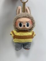 Handmade Labubu Yellow Brown Striped Sweater Outfit - Image 2